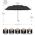 Miniatyrbilde 4 av 7: Kompakt liten paraply for regn og sol, søt design andehode paraply for jenter gaver, 8 ribber sammenleggbar paraply med trehåndtak Black