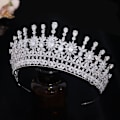 Miniatyrbillede 7 af 8: Cubic Zirconia Brudesløjfe til Bryllup Prinsesse Dronning Tiara Høj Fest Pageant Hårpynt Sød 16 Hårtilbehør
