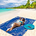 Miniatyrbillede 5 af 5: Strandtæppe, sandtæt strandmåtte, vandtæt hurtigtørrende letvægts Aztec picnicmåtte 200 x 210 cm til 2-4 voksne med lomme