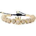 Pikkukuva 1 / 6: Luksus CZ Imperial Crown -punotut kuparirannekkeet 8 mm:n mikropave-kuutiosirkoniumhelmillä Pulseira Bangle -riipuskoru miehille