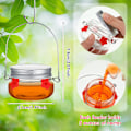 Miniatyrbillede 4 af 7: 6 stk. Mason Jar Hummingbird Feeder Glas Hummingbird Dish Feeder med 4 Blomster Foderporte til Udendørs Hængende Vindue Yard Have Dekoration