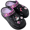 Miniatyrbild 1 av 7: Kawaii skor Kuromi tofflor för kvinnor söta trädgårdsträskor tecknad inomhus tofflor utomhus molnsandaler flicksandaler Black 10.25inch