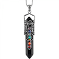 Miniatyrbild 1 av 3: 7 Chakra Sten Pärlor Hänge Halsband för Kvinnor Män, Unik Hexagonal Punkt Healing Kristall Pendel för Reiki Spådom