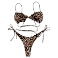 Pikkukuva 1 / 5: Bikinit, tiukka istuvuus, naisten 2-osainen puku, mielikuvituksellinen leopardin printti, rypytetty kolmiopussi vaimolle (M)