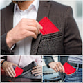 Miniatyrbilde 7 av 8: Reise Minimalistisk Slank Frontlomme Lommebok for Menn Kvinner, RFID Blokkering Kredittkortholder Etui (Rød) Red