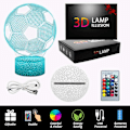 Miniatyrbild 5 av 7: 3D Fotboll Nattlampa Illusion LED Lampor Fjärrkontroll USB-driven RGB Färger Bytbara Gåvor för Pojkar Fotbollsälskare för Födelsedag Jul (S