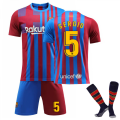 Pikkukuva 1 / 2: 2022 Barcelona Kotipaita Set Lapsille Aikuisille Jalkapallo Jalkapallopaita Trainin Paita Puku No.5 SERGIO M
