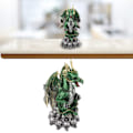 Miniatyrbillede 2 af 5: 9,4 tommer høj gotisk drage julepynt Halloween indretning kraniebunke kampdrage figur statue ferie dekoration grøn
