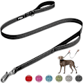 Miniatyrbilde 1 av 7: 5 FT Heavy Duty Hundekobbel med 2 komfortable polstrede håndtak, trafikkhåndtak og avansert enkel snappkrok, reflekterende gåledning for store, mellomstore og S Black5FT 5 Feet (Pack of 1)