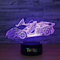 Miniatyrbilde 1 av 8: 7 Fargeskiftende nattlampe 3D Atmosfære Bulbing Lys 3D Visuell Illusions LED Lampe for Barn Leke Julergave Bursdagsgaver (Racerbil)