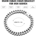 Miniatyrbilde 5 av 7: Gull Diamanthugget Miami Cuban Link Kjedearmbånd for Menn Kvinner, 8mm 18K Gullbelagt Rustfritt Stål Curb Chain Armbånd