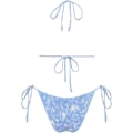 Miniatyrbild 2 av 4: WJSM Dam Triangle Bikini String Baddräkt Tryck Tie Smocked Ruched Tvådelad Baddräkt Set Sky Blue M