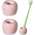 Miniatyrbillede 1 af 7: Slank Mini Keramik Tandbørsteholder Stativ til Badeværelses Vaskeskabe (Pink 2-Pack) 2Pink