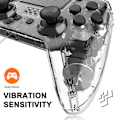 Miniatyrbillede 5 af 5: Transparent Rapid Fire Trådløs PS4 Spilkontroller, 6-Axis Bevægelsessensor Dual Vibration Gamepad til Play Station 4 med Højttaler og 3,5 mm Hovedtelefonstik