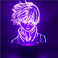 Miniatyrbilde 2 av 7: Anime Lampe Nattlys Illusionslys My Hero Academia Shoto Todoroki 3D for Barnerom LED Barn Julegave Sengelampe Fargerik Bursdagslampe Ni