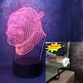 Miniatyrbilde 8 av 8: 3D Shrek LED nattlys med 7 fargeendringer, fjernkontroll, USB-base, batteridrevet, skrivebordslampe, optisk illusjon, nattlys, hjemmedekor, gutt, barn, barn