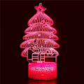 Miniatyrbild 3 av 4: 3D Julgran Nattlampa Bordsskiva Optisk Illusion Lampor 16 Färgväxlande Ljus LED Bordlampa Jul Hem Kärlek Födelsedag Barn Leksak Present