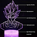 Miniatyrbilde 6 av 7: 3D Illusionslampe Anime, 7 Farger Skiftende 3D Illusions Anime Lys, Anime Figur 3D Lys Anime for Akryl LED Lampe Anime Led Lys for Barn