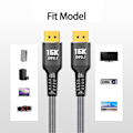 Miniatyrbillede 3 af 7: 2m-DisplayPort 2.1 16K@30Hz 10K@60Hz Displaykabel til professionel gaming og videoredigering Stærk kompatibilitet