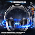Miniatyrbillede 5 af 8: Gaming Headset - 3D Surround Sound-hovedtelefoner, justerbar støjreducerende mikrofon, LED-lys, Xbox One-headset med aluminiumsramme til Nintendo Switch, P