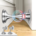 Miniatyrbillede 1 af 8: WJSM Magnetiske dørstoppere 2-pak, rustfrit stål dørstop til væg- og gulvmontering, dørholder holder dør åben, ingen boring dørstop med 3D Silver*2