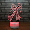 Miniatyrbillede 1 af 3: 3D Ballet Sko Natlys Lampe Illusion 7 Farve Skiftende Berøringskontakt Lamper Led Julegave med Akryl Flad ABS Base USB Kabel Legetøj