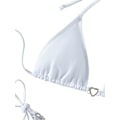 Miniatyrbillede 4 af 6: WJSM Dame Halter Binde Side Trekant Bikini Sæt Høj Skæring 2 Del Bikini Badetøj Rhinestone White M