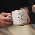 Miniatyrbillede 2 af 8: Keramiske Måne og Sol Kaffe Krus, Porcelæn Kaffe Krus, Keramiske Kopper til Latte