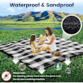 Miniatyrbillede 5 af 5: 80\"x 80\" Ekstra Stort Picnic Tæppe, Vandtæt og Foldbart Strandtæppe, 3-Lags Udendørs Tæppe til 6 til 8 Voksne, til Camping black and white