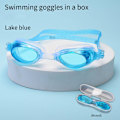 Miniatyrbild 2 av 3: Vattentäta simglasögon Unisex simglasögon platta glasögon justerbara Blue(boxed swimming goggle)