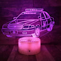 Miniatyrbild 5 av 6: 3D Polisbil Nattlampa LED Touch Switch Dekoration Bordskrivbordslampa Optisk Illusion Lampor 7 Färgväxlande Ljus LED Bordlampa Jul Hem Kärlek Födelsedag Barn