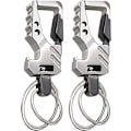 Miniatyrbillede 1 af 6: 2 stk. nøglering EDC nøglering nøglering flaskeåbner auto nøgleholder taktisk karabinhage nøgleringe med klip Llaveros de Hombre Porte-Clés gave f 2Silver