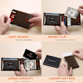 Miniatyrbillede 2 af 7: Slanke tegnebøger til mænd - Læder pengeklips til mænd - RFID-blokerende frontlomme Bifold-pung - Minimalistisk kreditkortholder med gaveæske Chocolate