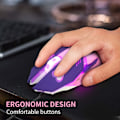 Miniatyrbilde 6 av 9: Spillmus, Rosa Bakgrunnsbelyst Optisk Spillmus Ergonomisk USB-Kablet med 2400 DPI og 6 Knapper 4 Skyting for Datamaskin/Win/Mac/Linux/Andriod/iOS (Lilla)