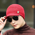 Miniatyrbilde 3 av 5: Vintervarm baggy vevd hekle ull strikket skihue Beanie Visors Caps, rød