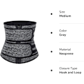 Miniatyrbillede 8 af 8: Sved Waist Trainer til kvinder med to bælter, neopren træningskorset, taljetræner, cincher, trimmer, shaper, lynlås Gray L