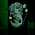 Miniatyrbillede 3 af 6: Anime Havfrue Figur 7/16 Farve Fjernbetjening Berøringskontakt Natlys 3D Illusion Lampe til Soveværelses Dekoration USB Lys Julegave (Sort Base)
