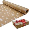 43cm x 15M Rullpack Julklappspapper, Kraftpapper med Julgran Återvinningsbart Presentpapper för Julklappsinslagning Fest, TH