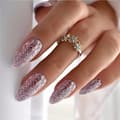 Glitter Press On Nails Medium Almond Shaped False Nails with Bling Glitter Nail Press Ons Design, Artificial Fake N,AB