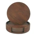 6-pack Reversible Coasters Walnut PU with Holder Brown brown,AB