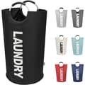90L Large Laundry Basket, Foldable Laundry Bag, Freestanding Tall Clothes Hamper, Collapsible Laundry Hamper (Black), SEB