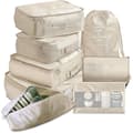 8-pack Organizer Set för Resväskor, Förvaringsväskor, Packningskuber, Resepåsar, Presenter Beige, SD