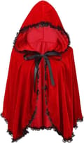 Röd sammetsmantel som Rödluvan för Halloween & Cosplay Red+black edge 80CM