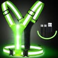 LED-reflexväst, USB-uppladdningsbar, justerbar midja/axel Green