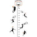 Miniatyrbild 1 av 4: Basketbollskottsport Höjdväxtdiagram Väggdekaluppsättning Självhäftande Höjddekaler För Sovrum, 90x30