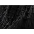 Miniatyrbild 4 av 7: Dam Tulle Maxi-kjol A-linje Rynkad Mesh Hög Midja Underkjol Black Black M