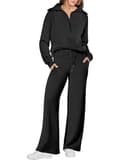 Dam 2-delad träningsdräkt Set, Rymlig Loungewear, Spårningsdräkt Black Black L