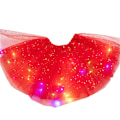 Miniatyrbild 1 av 11: Lysande LED fluffig kjol för flickor Layered Balett Dance Plissed kjol för födelsedag Red
