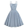 Hepburn Retro Rockabilly Ærmeløs Fest Swing Kjole Blå 4XL