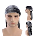 Miniatyrbild 2 av 4: Durag Cap Enfärgad Ultra Mjuk Håll Varm sammet Män Kvinnor Head Wrap med lång svans för vintern